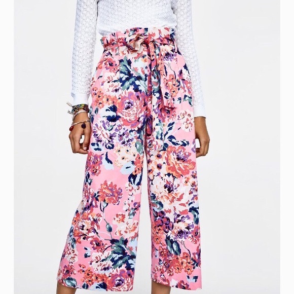 zara floral culottes with tie belt 💐 - Picture 4 of 4